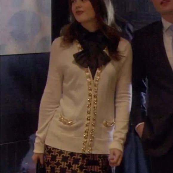 💖❤️ Blair Waldorf ✨ Milly Cream Chain Cardigan S - Picture 2 of 7